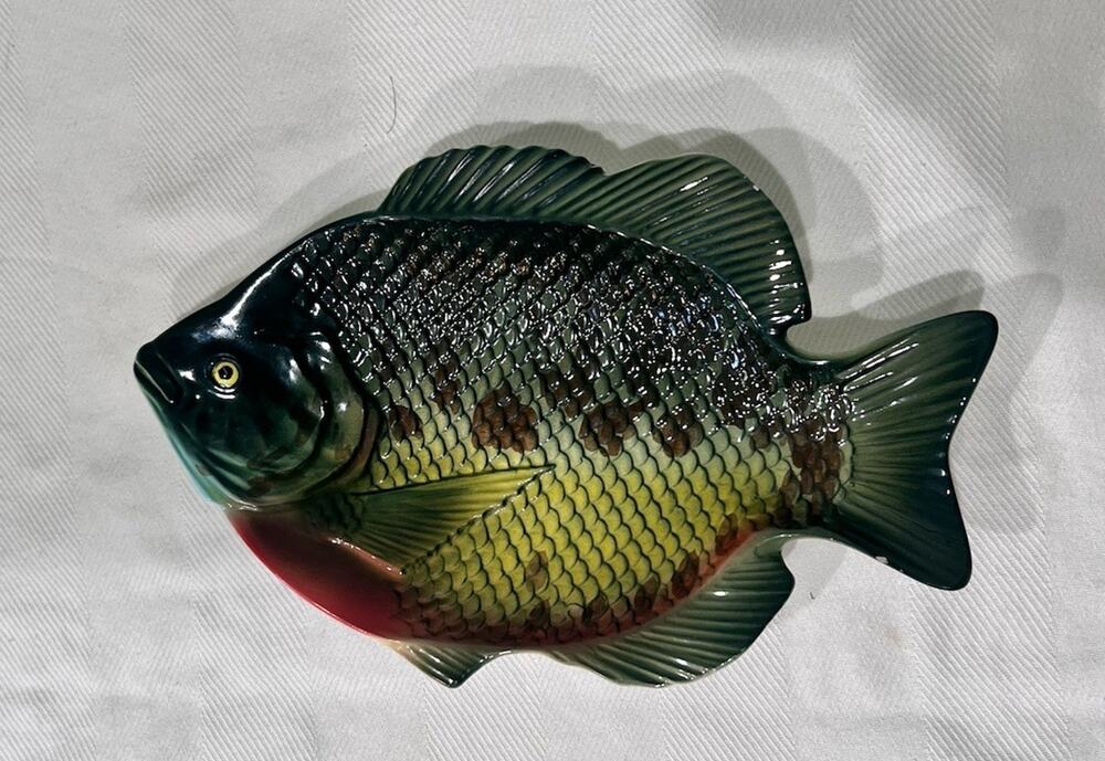 Vintage majolica fish-shaped ceramic serving Fish Plate